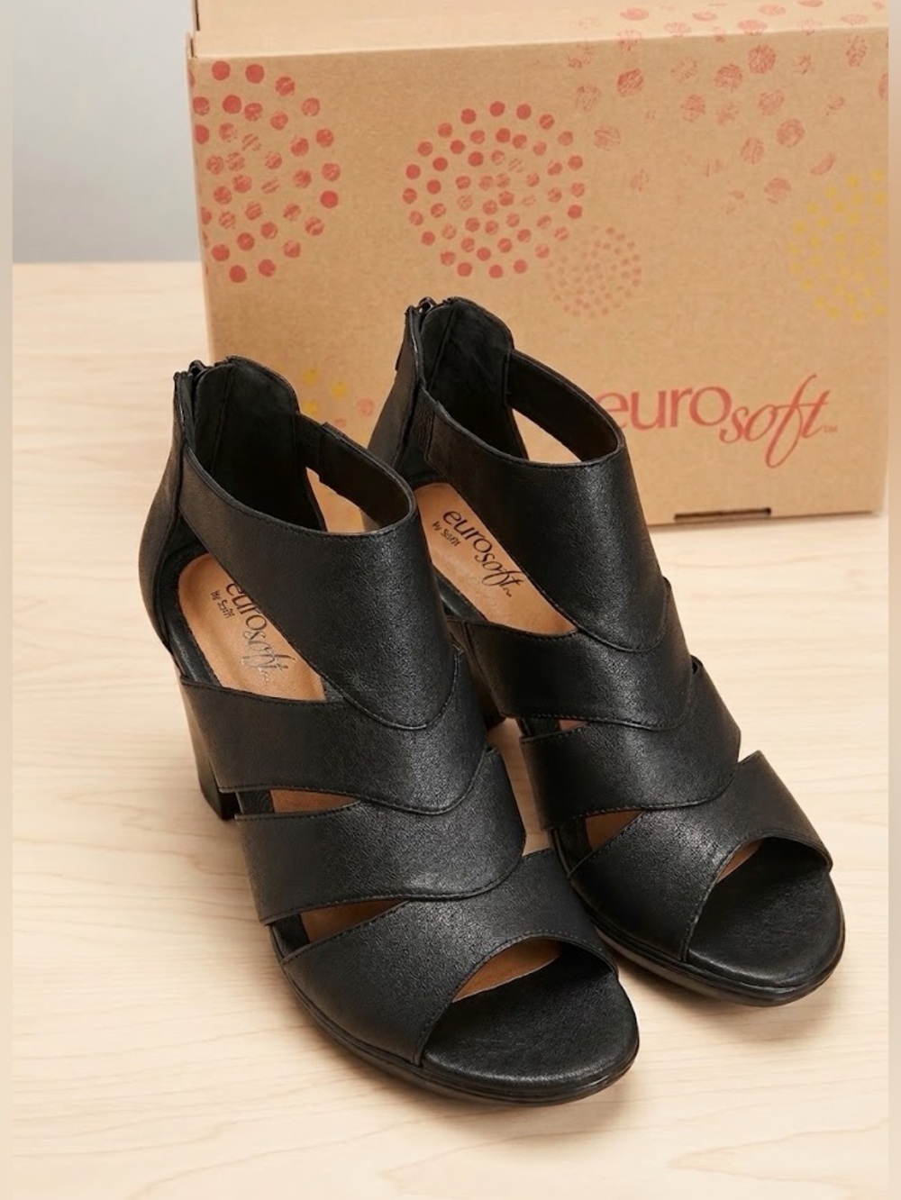 NWT EuroSoft by Sofft
"Viviana" Black Heeled
Sandals - Size 7.5